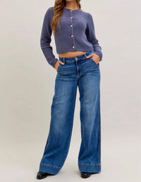 Judy Blue - Darcy Mid Rise Wide Leg Trouser Jeans