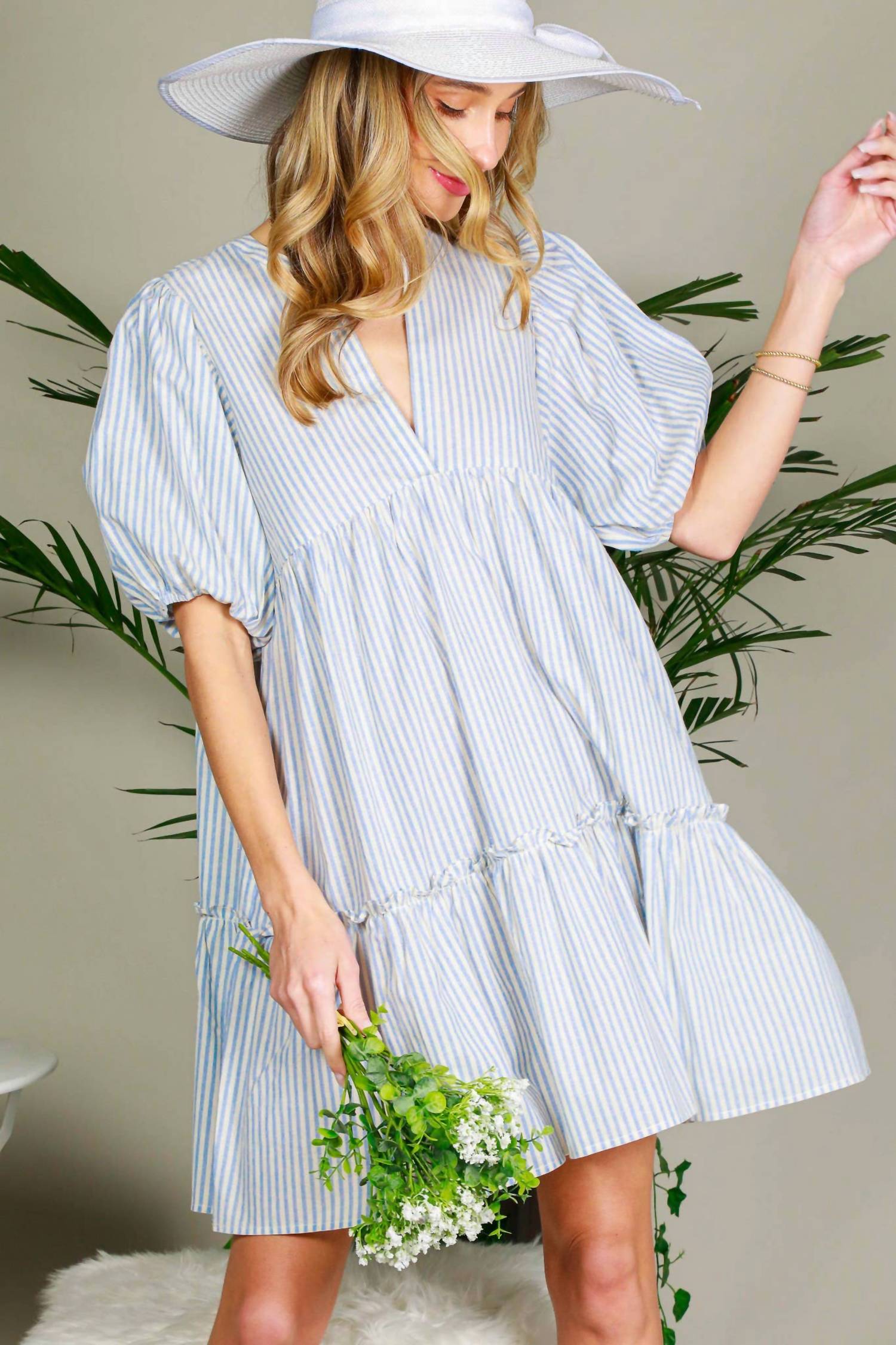 Vine & Love - Tiered Striped Dress