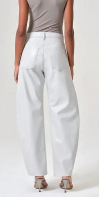 Agolde - Luna High Waist Barrel Leg Leather Blend Pants