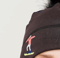 krimson klover Illustrated Beanie in multi skier black - women's hat - detail view