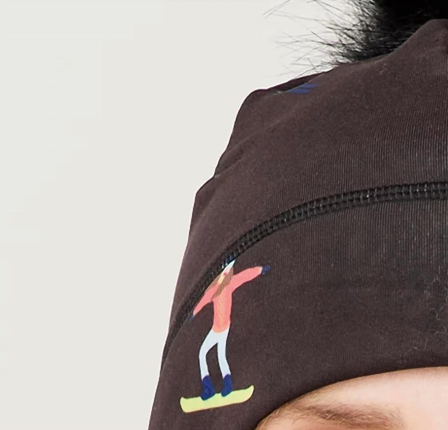 krimson klover Illustrated Beanie in multi skier black - women's hat - detail view