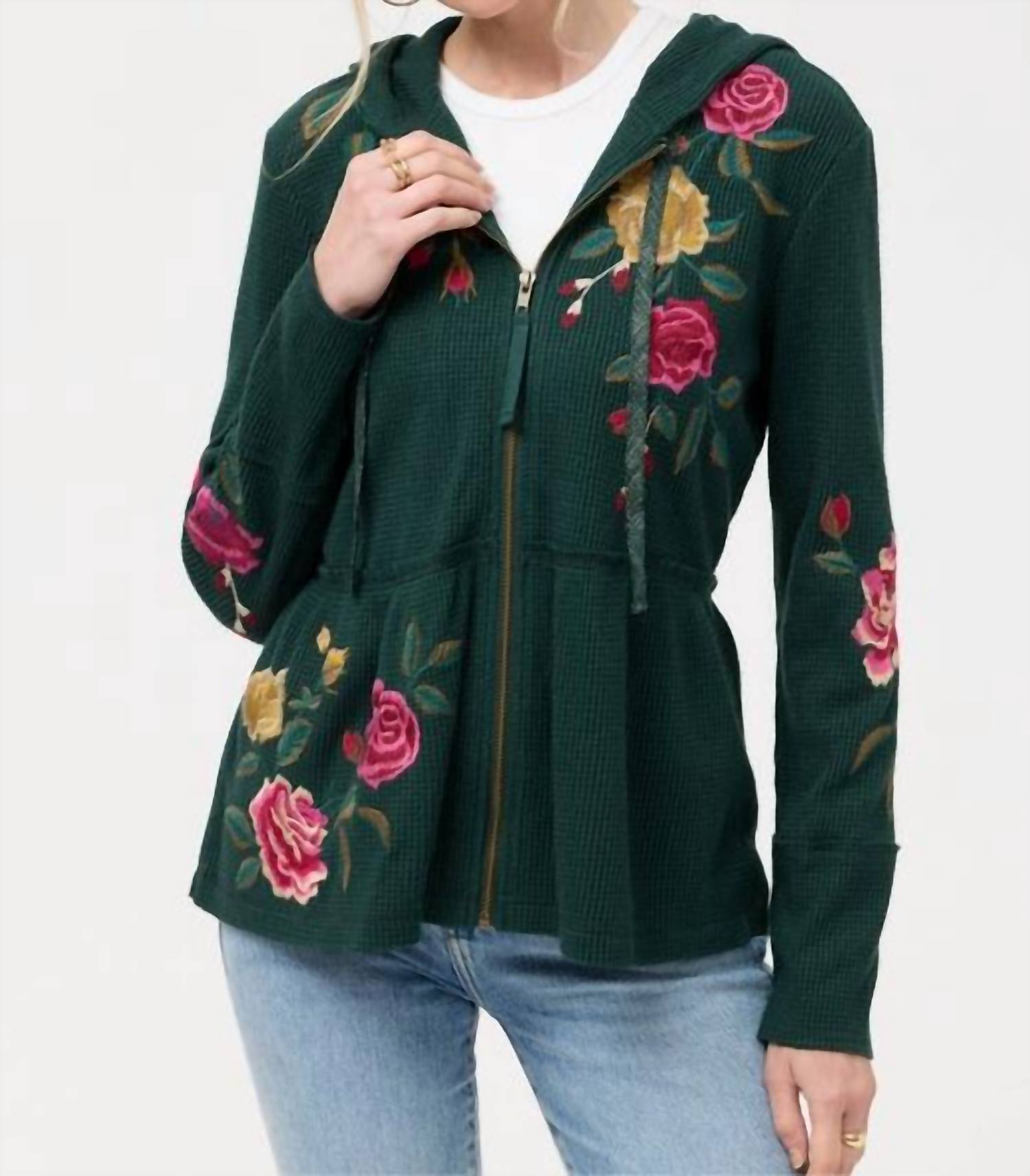 Johnny Was - PEPLUM METALLIC THERMAL HOODIE