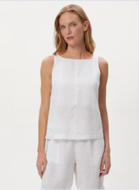 Michael Stars - Zora Herringbone Linen Straight Neck Sleeveless Tank