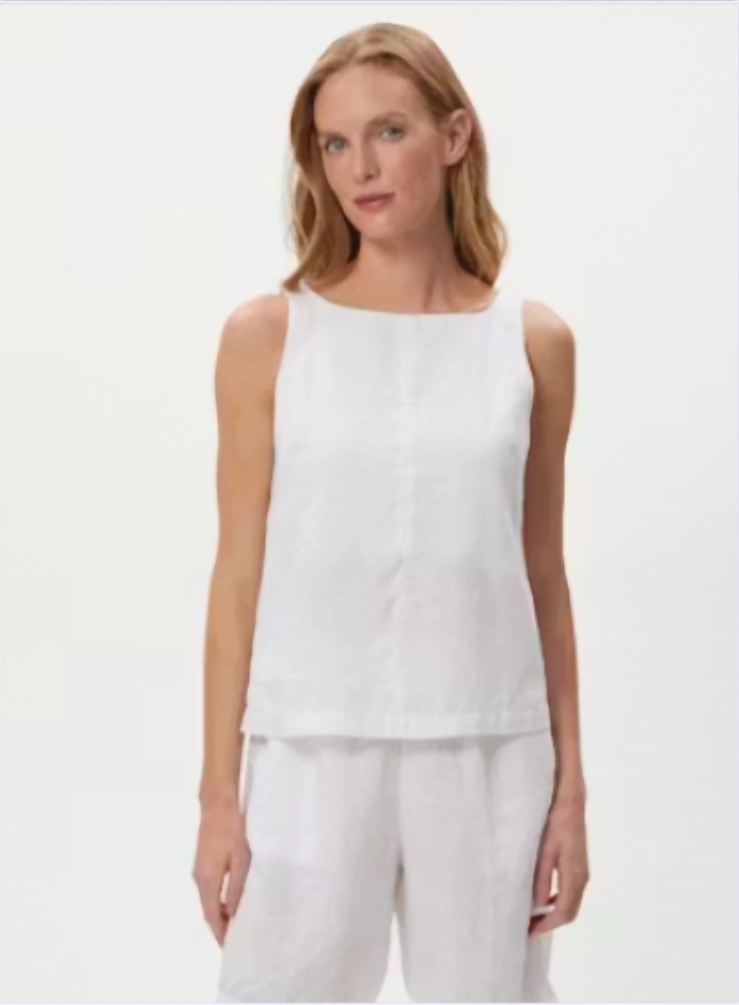 Michael Stars - Zora Herringbone Linen Straight Neck Sleeveless Tank