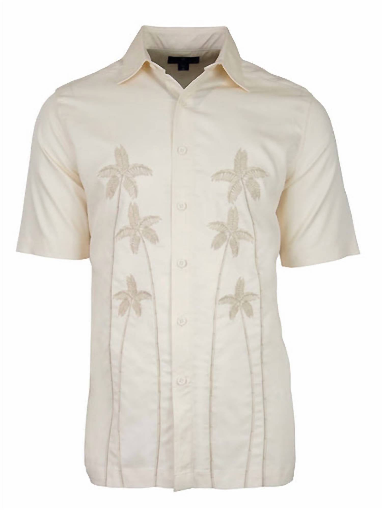Weekender - Men's Hawaiian Palm Dance Embroidery Shirt