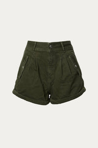 STRETCH LINEN KHAKI SHORTS