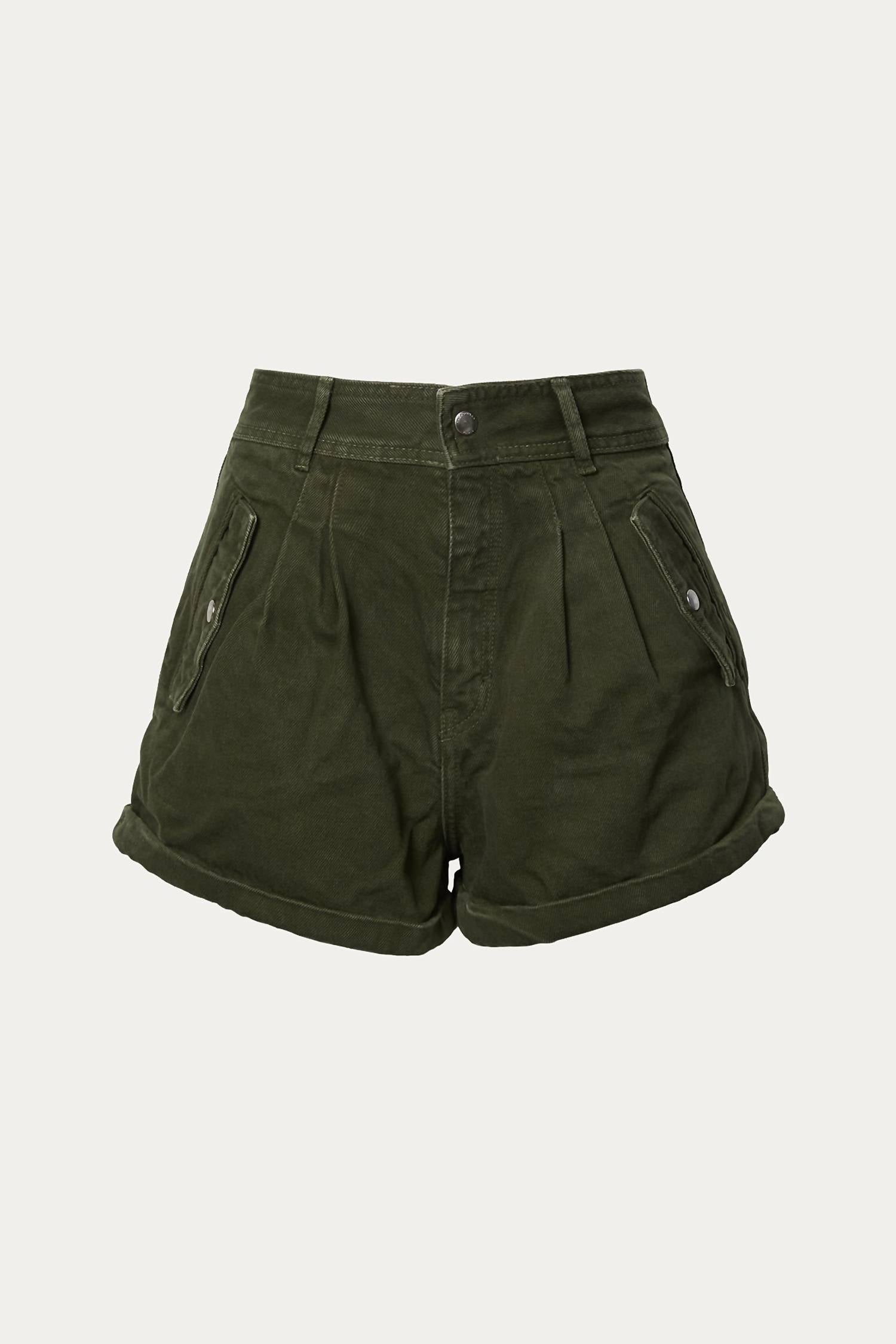 STRETCH LINEN KHAKI SHORTS