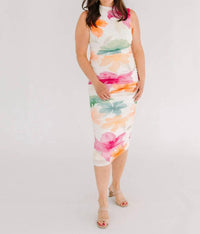 Flying Tomato - Printed Power Mesh Midi Dress