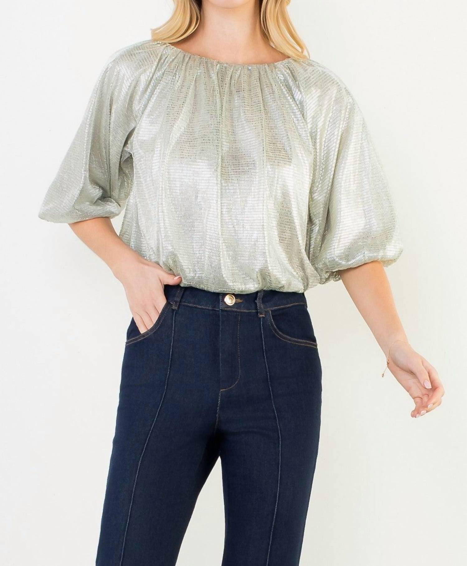 THML SEQUIN FLOWY TOP in silver - women's shirt - view 5