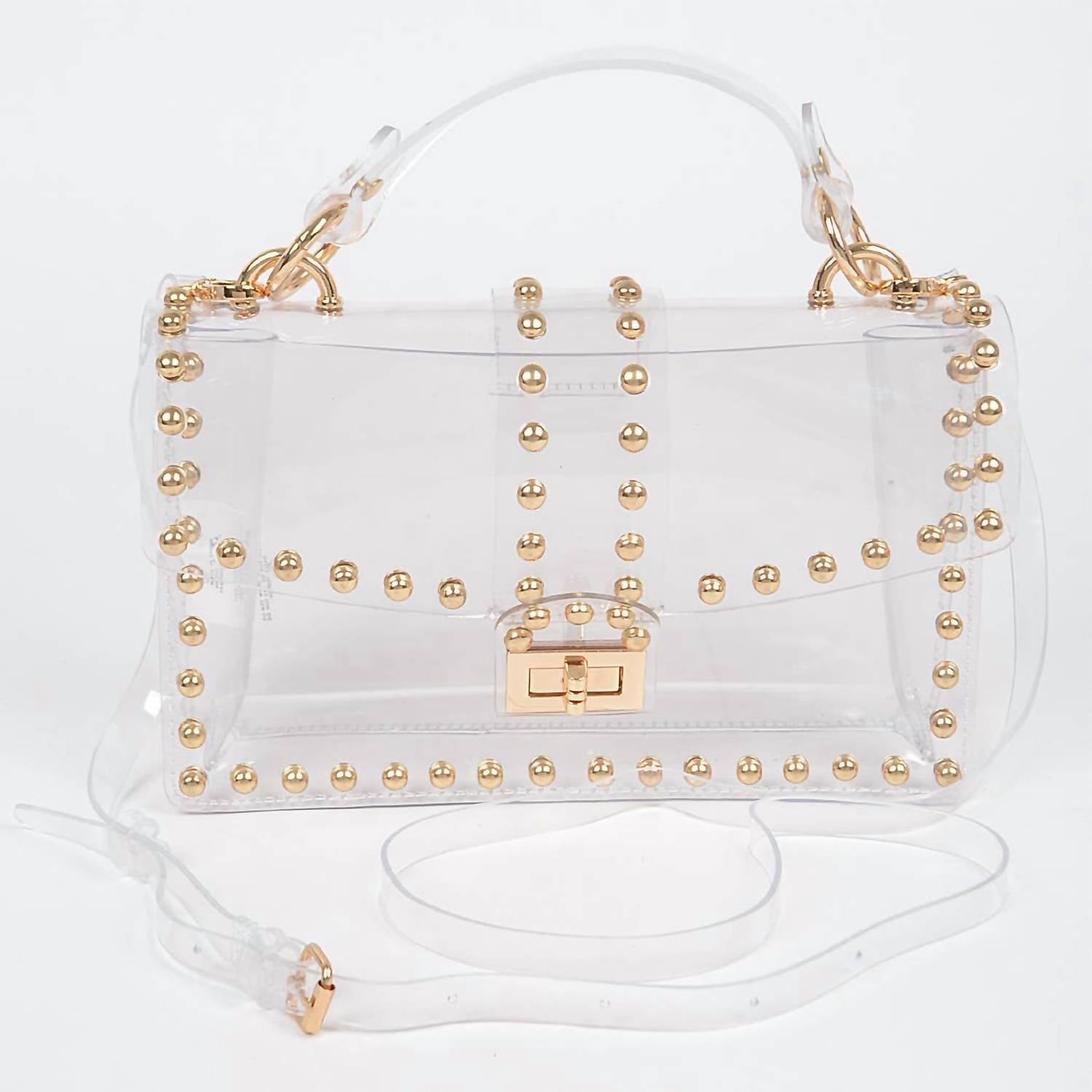 3Am By H&D Accessories - Women's Studded Clear Crossbody Bag