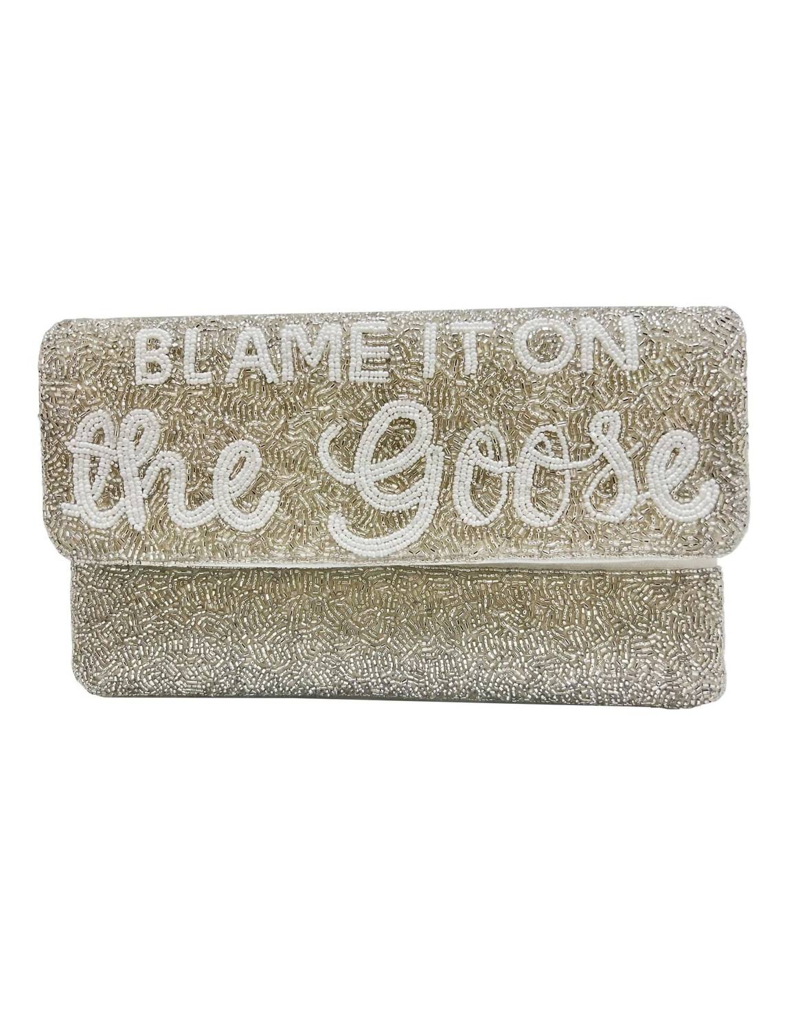 La Chic Designs Women's Blame It On The Goose Beaded Clutch in silver - women's bag
