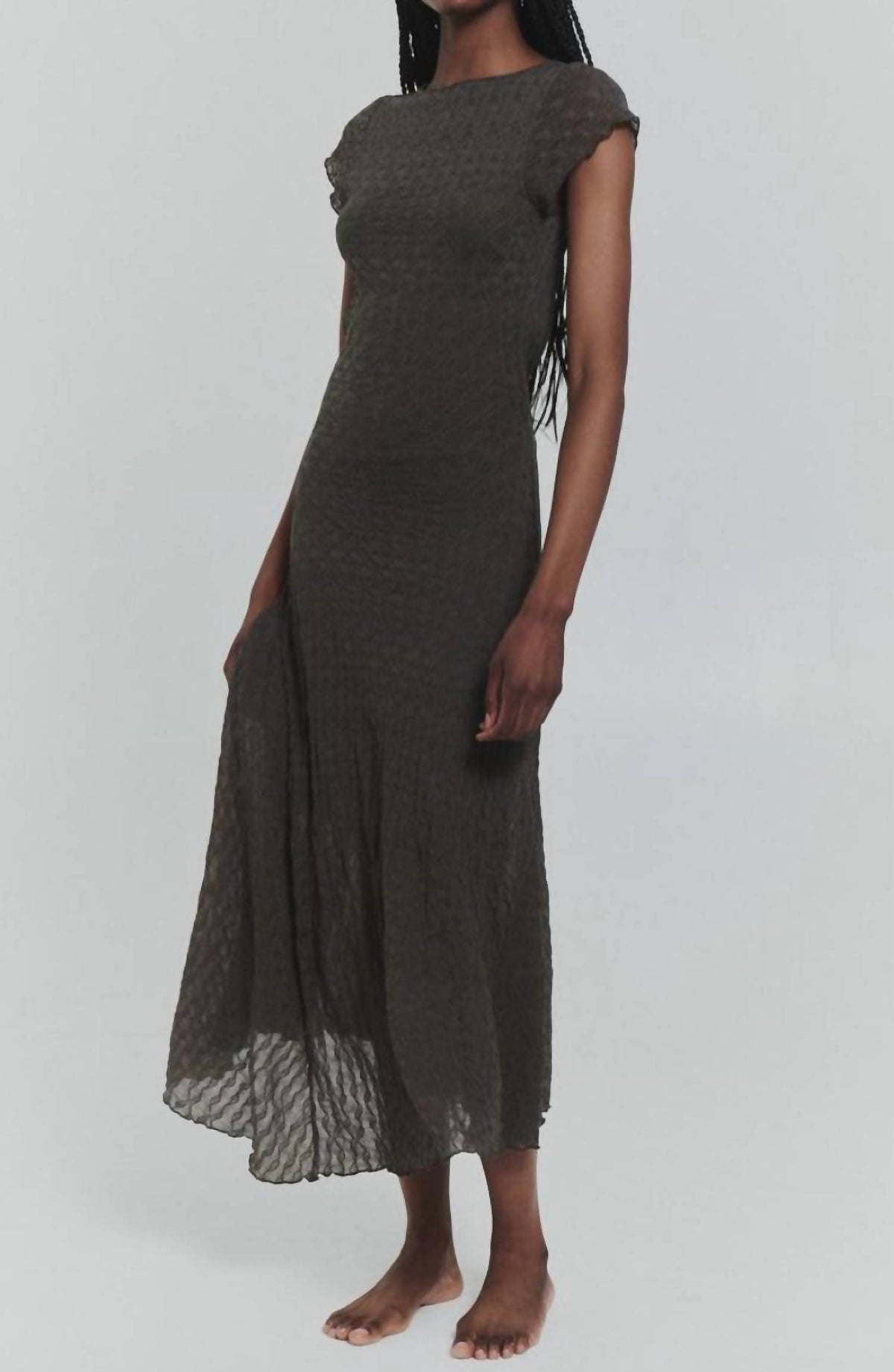 Find Me Now - Women's Second Skin Asymmetrical Leafy Dress