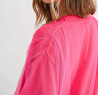 Joh Steven Sheer Ribbed Cardigan in hot pink - women's cardigan - view 4