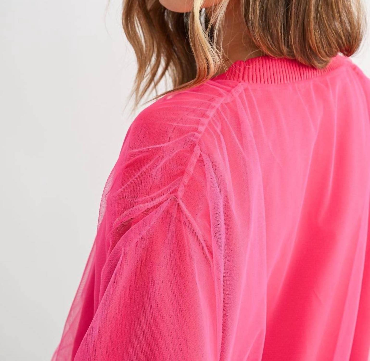 Joh Steven Sheer Ribbed Cardigan in hot pink - women's cardigan - view 4
