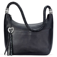 Brighton Barbados Ziptop Hobo Handbag in black - women's bag