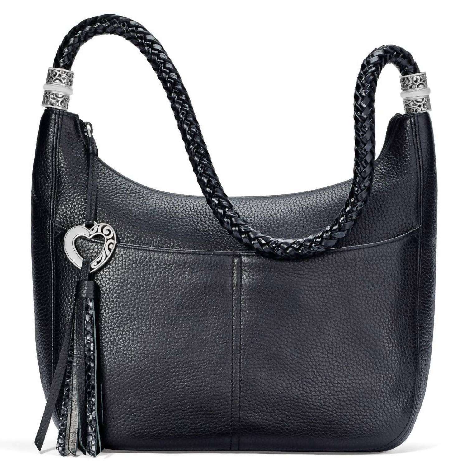 Brighton Barbados Ziptop Hobo Handbag in black - women's bag