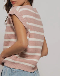 Urban Daizy Emily's Preppy Striped V-Neck Knit Sweater - women's sweater - detail view