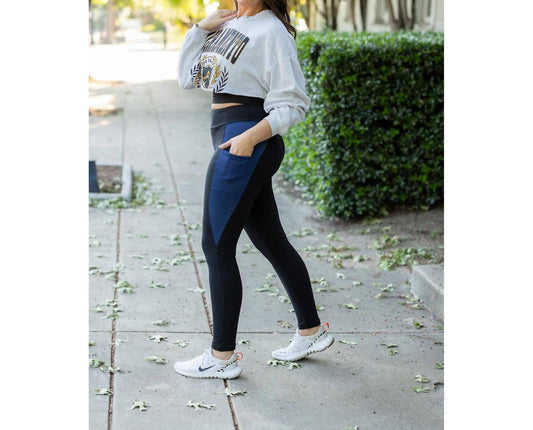 Julia Rose - The Billie- Blue Panel Full Length Leggings