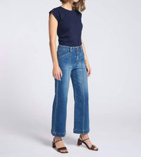Letter to Juliet Paola Wide Leg With Seam Lines Jeans in indigo - women's jeans - detail view