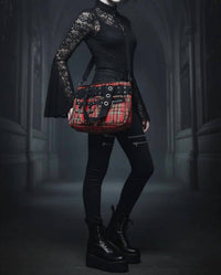 Orchid Bloom - Women's Plaid Gothic Handbag