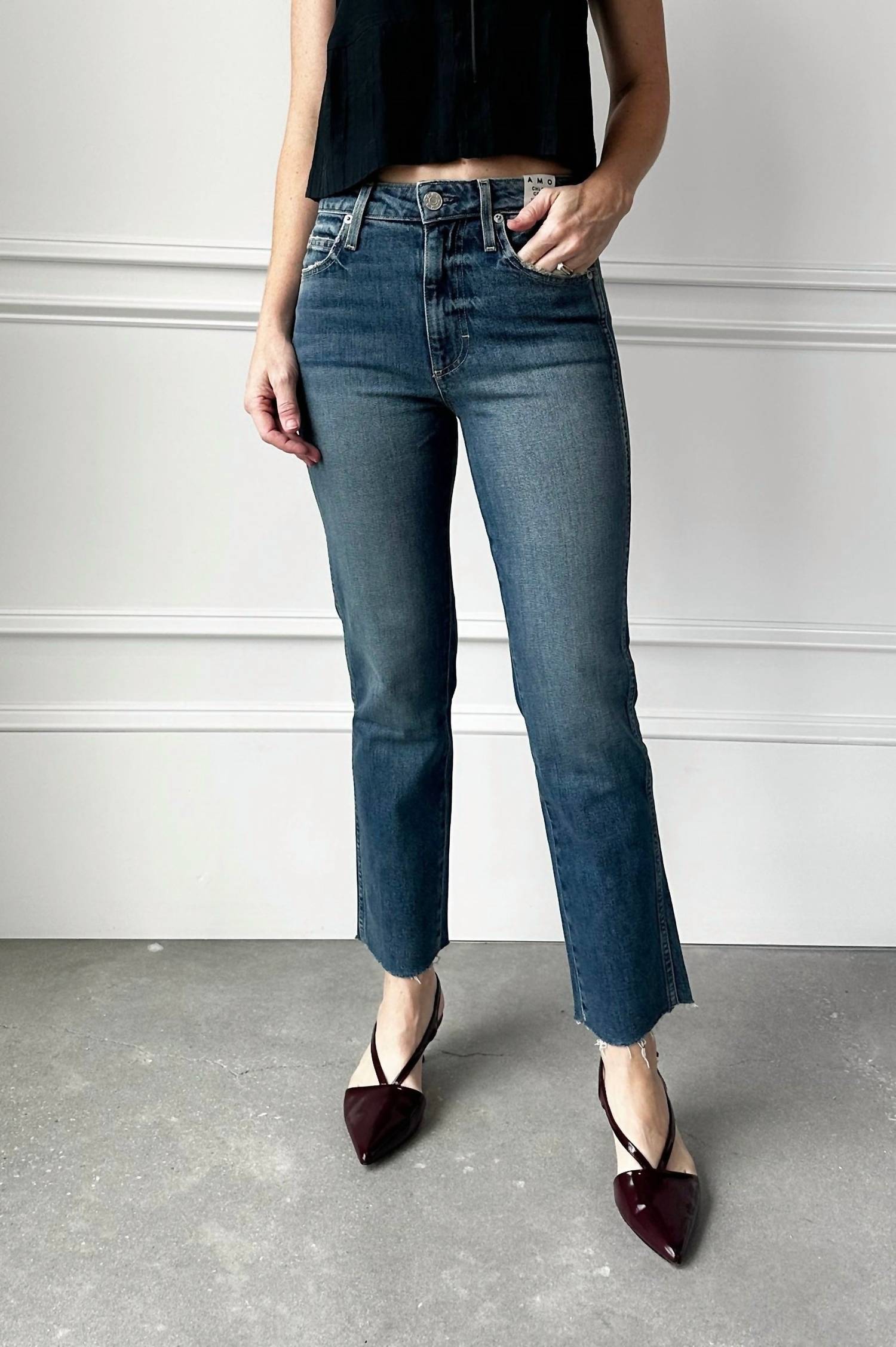 AMO Chloe High Rise Crop Jeans in kismet - women's jeans