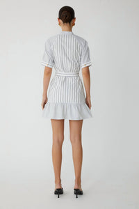 js71 Starla Dress in white black stripe - women's dress - alternate view