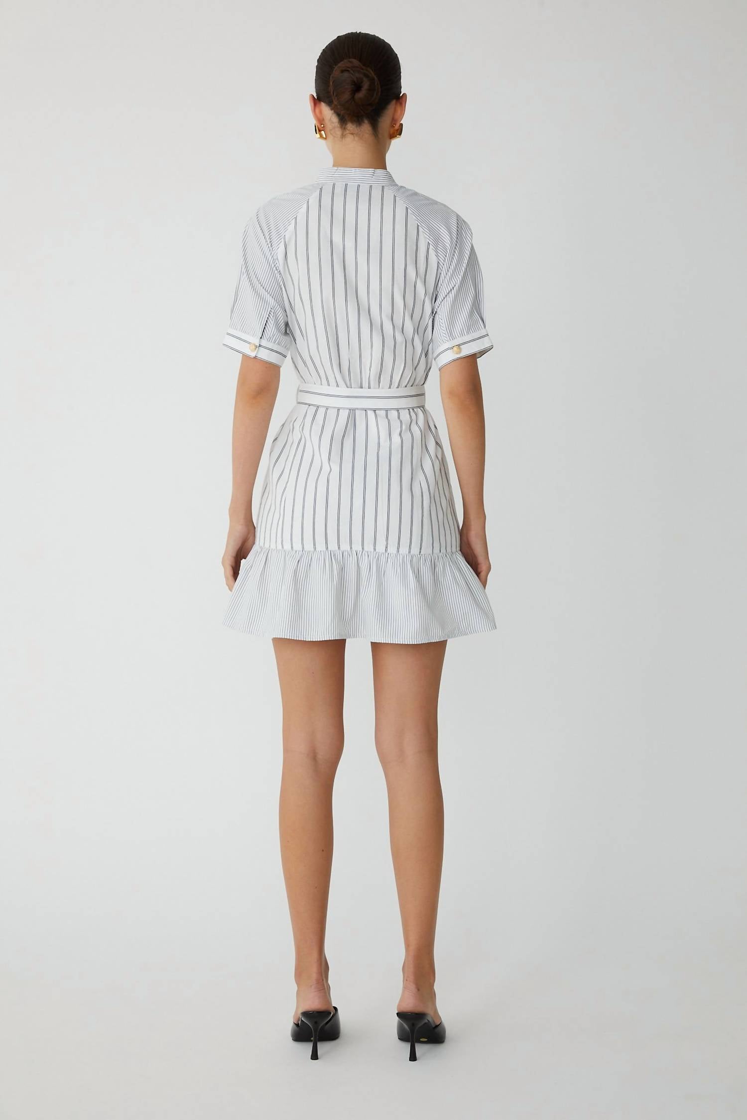 js71 Starla Dress in white black stripe - women's dress - alternate view