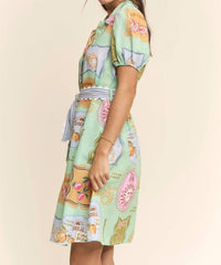 DAVI & DANI Amalfi Market Dress in green - women's dress - detail view