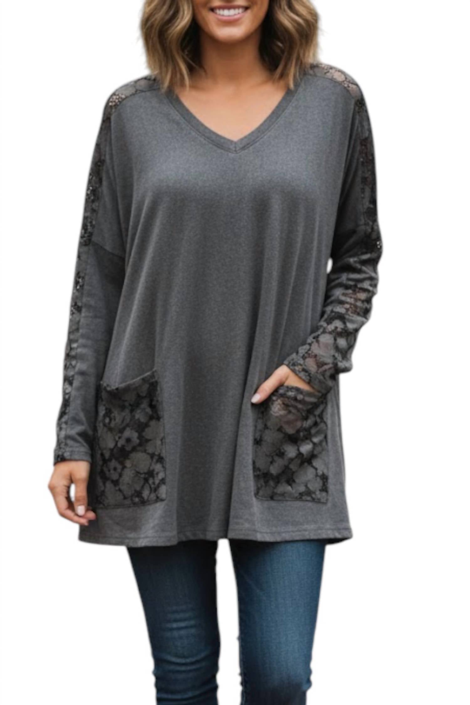 Tempo Paris - Floral Lace Trim Tunic