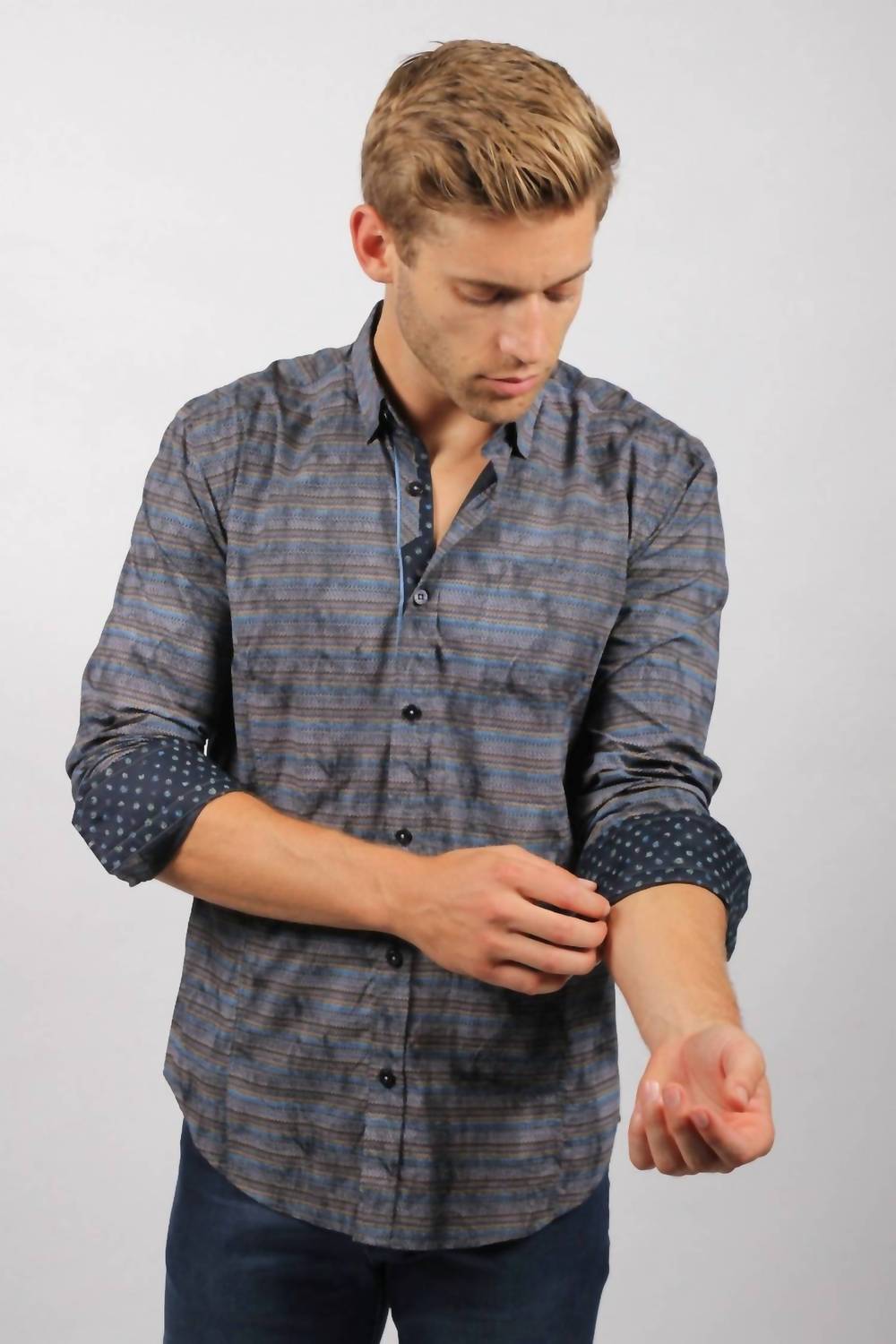 Eight X - Men's Knit Style Shirt With Contrasting Trim