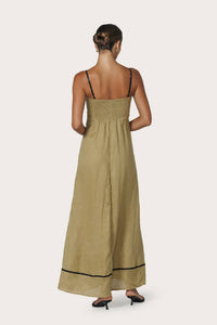 Lusana - Candice Contrast Linen Maxi Dress