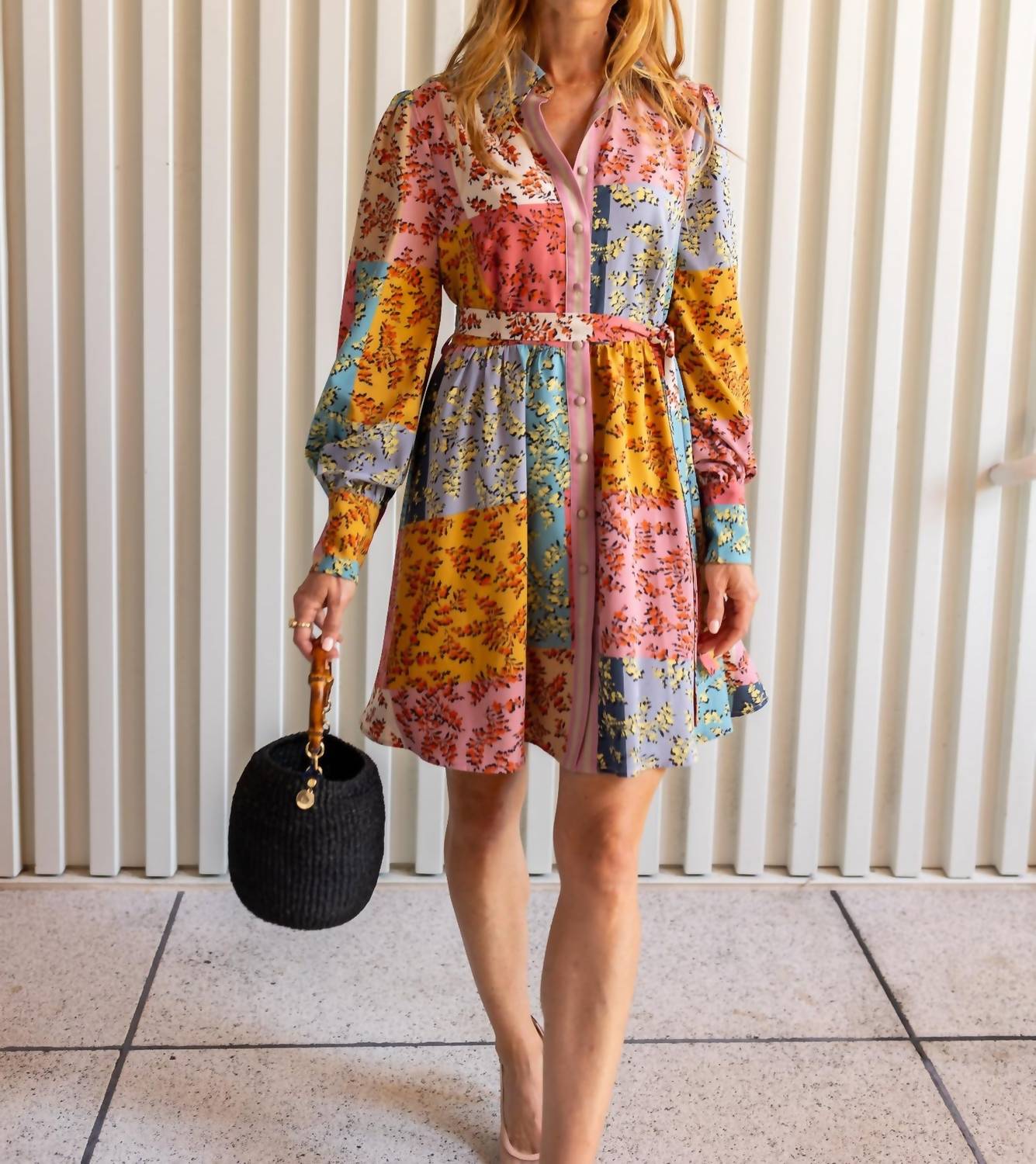 Modafleur - The Jules Patchwork Floral Shirt Dress
