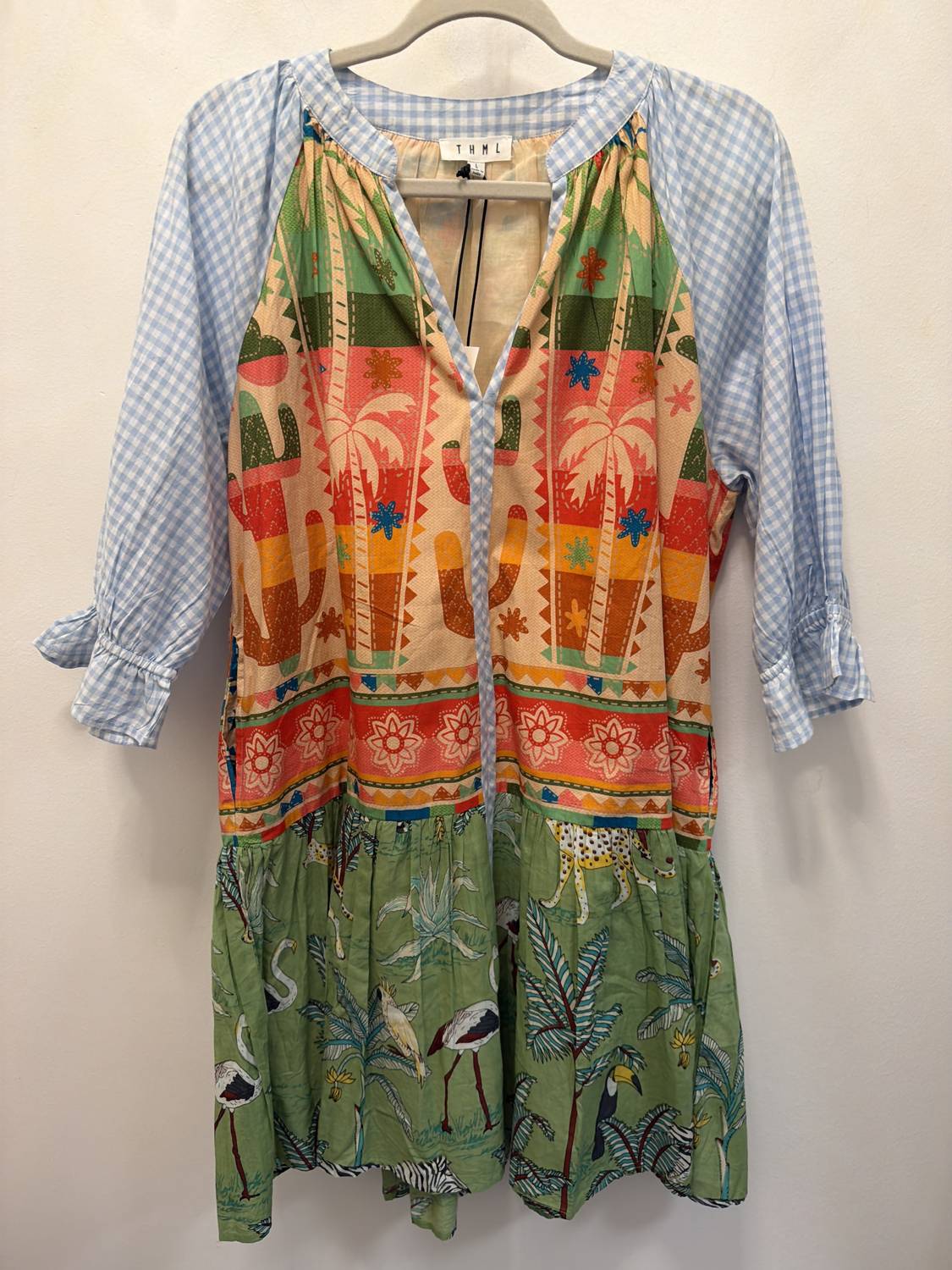 Thml - V Neck Mixed Print Babydoll Dress