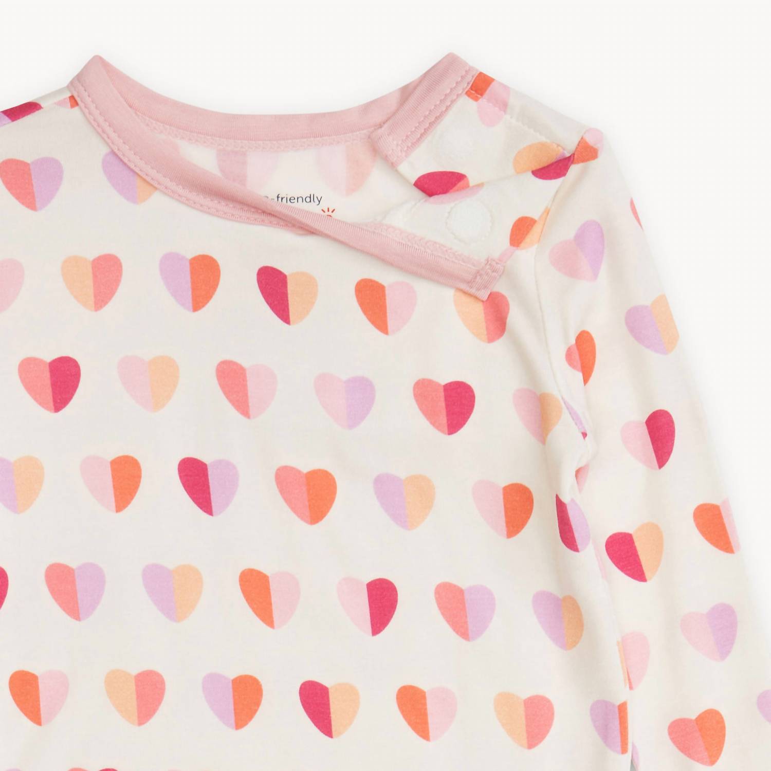 magnetic me Kid's Magnetic Long Sleeve Pajama in pink xoxo - kids' sleepwear - detail view