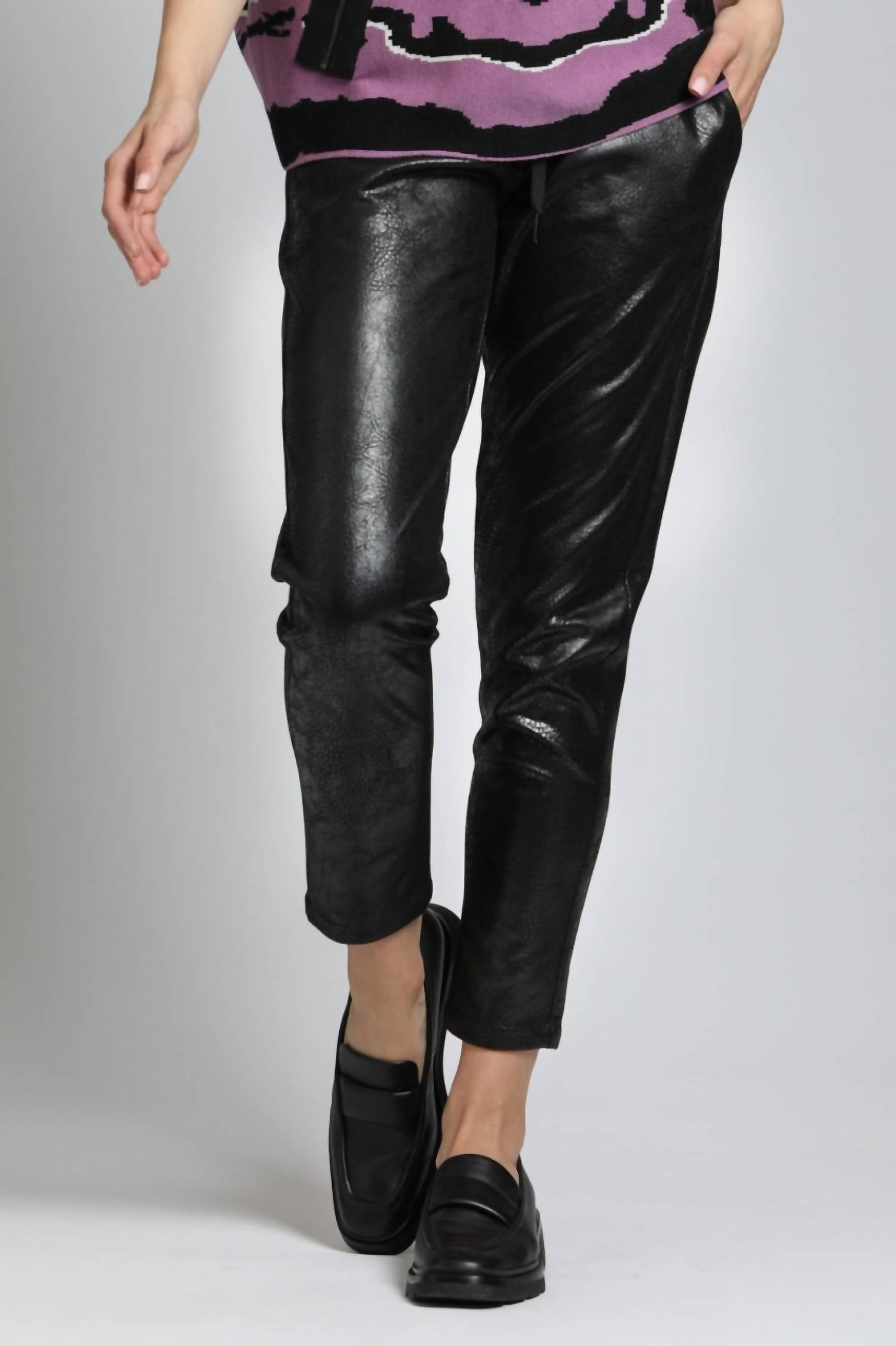 APNY Textured Vegan Leather Jogger - women's pants