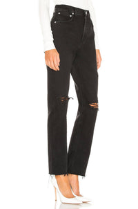 AGOLDE Cherie High Rise Straight Jeans in black - women's jeans - detail view