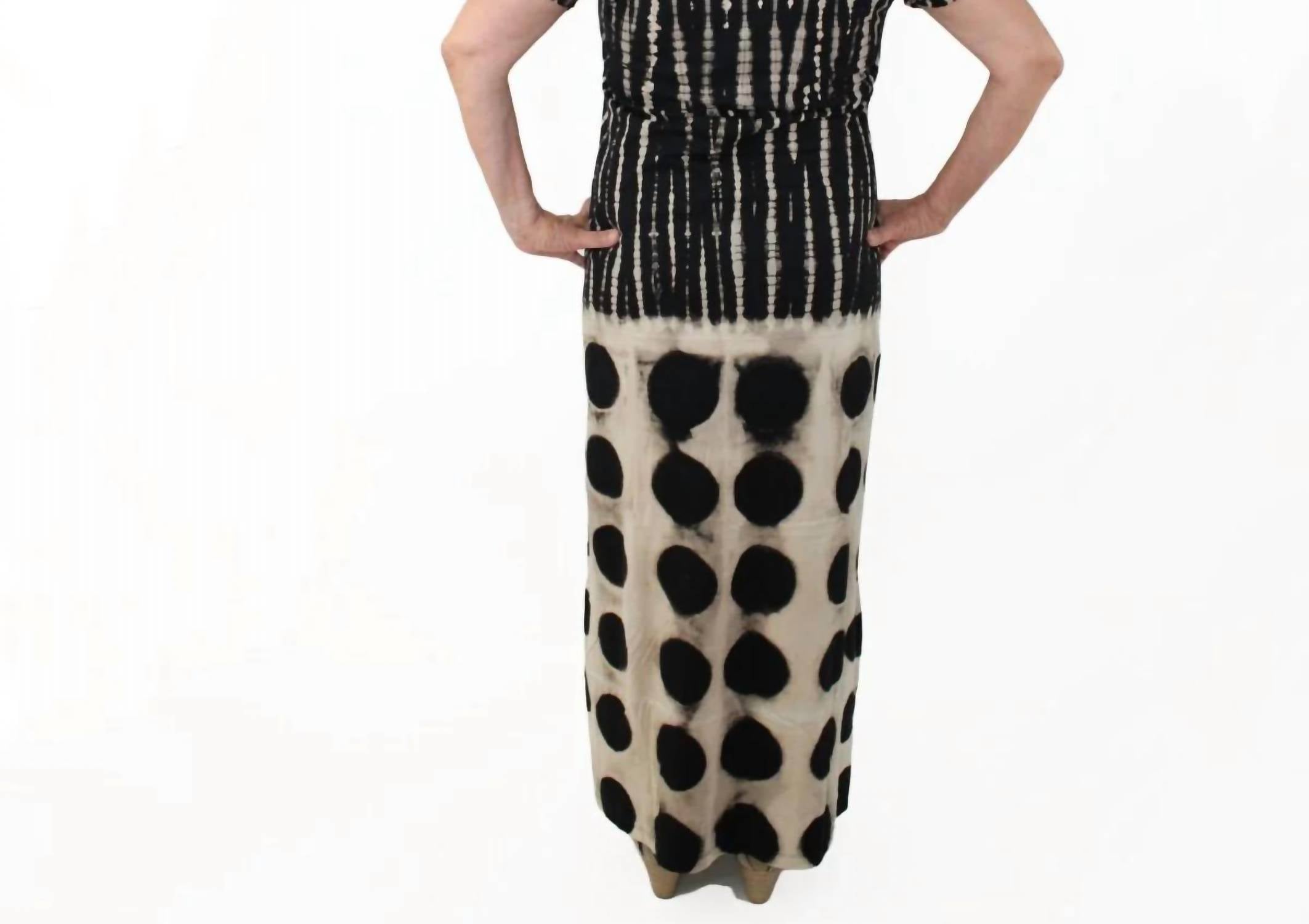 Sylca Designs - Stripe and Polka Dot Fitted Maxi Dress