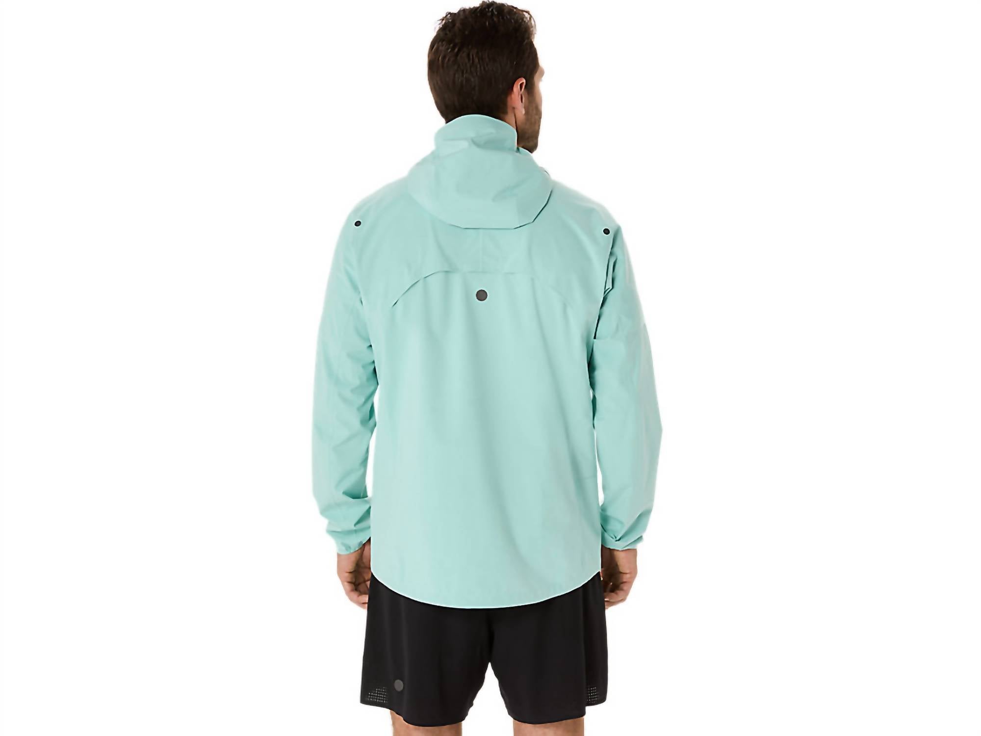 ASICS Men's Metarun Waterproof Jacket in oasis green - men's jacket - detail view