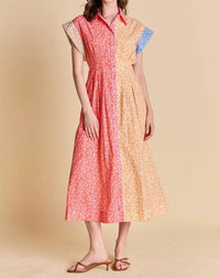English Factory - Color Block Ditsy Floral Shirt Dress