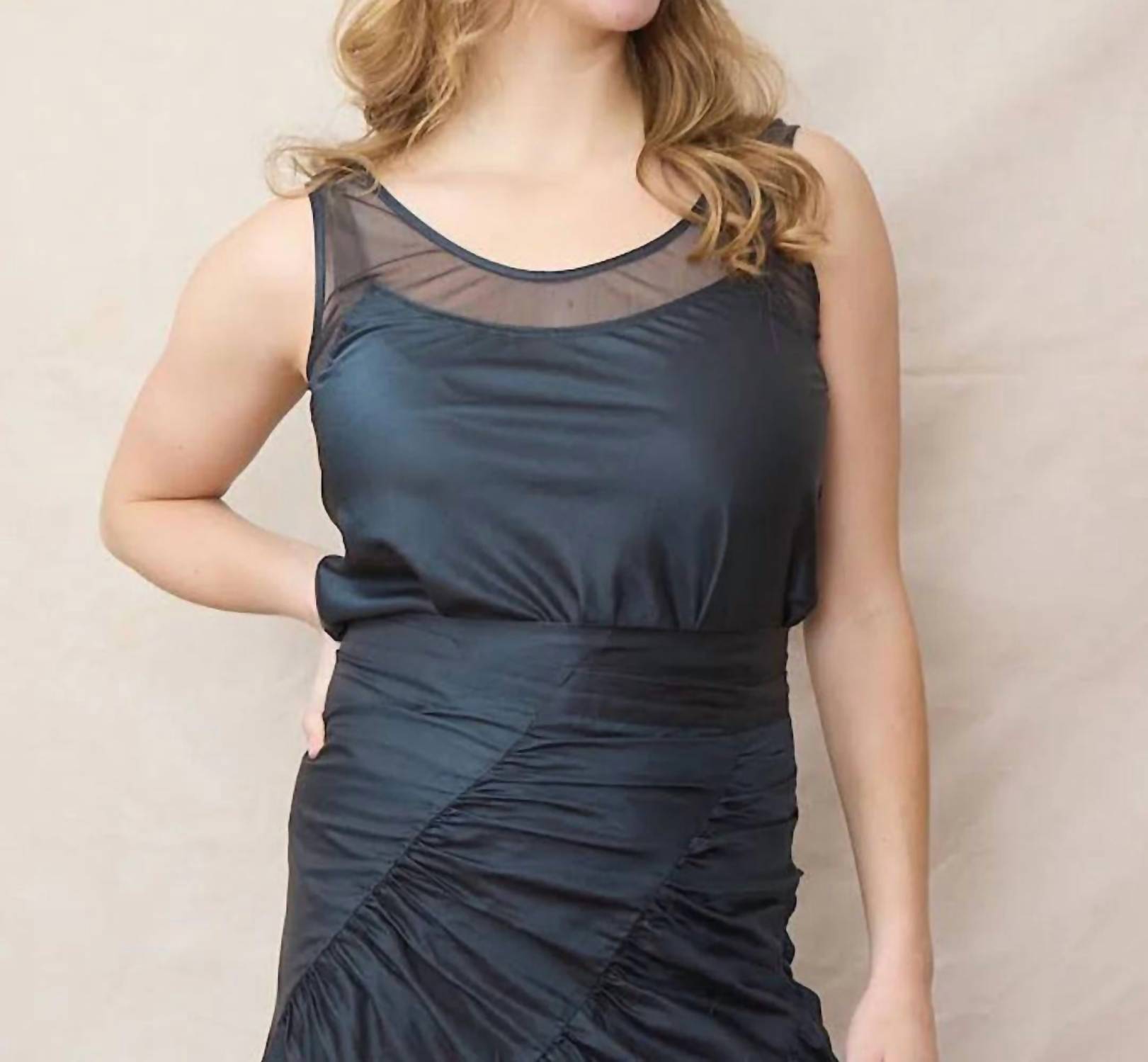 Brazeau Tricot Mix Media Tank in black - women's tank top