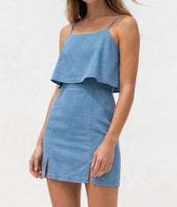 Naked Zebra - Coastal Waves Denim Mini Dress