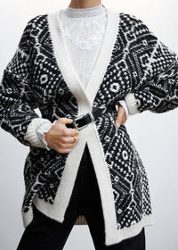 Mango - Printed Cardigan With Reverse Stitching