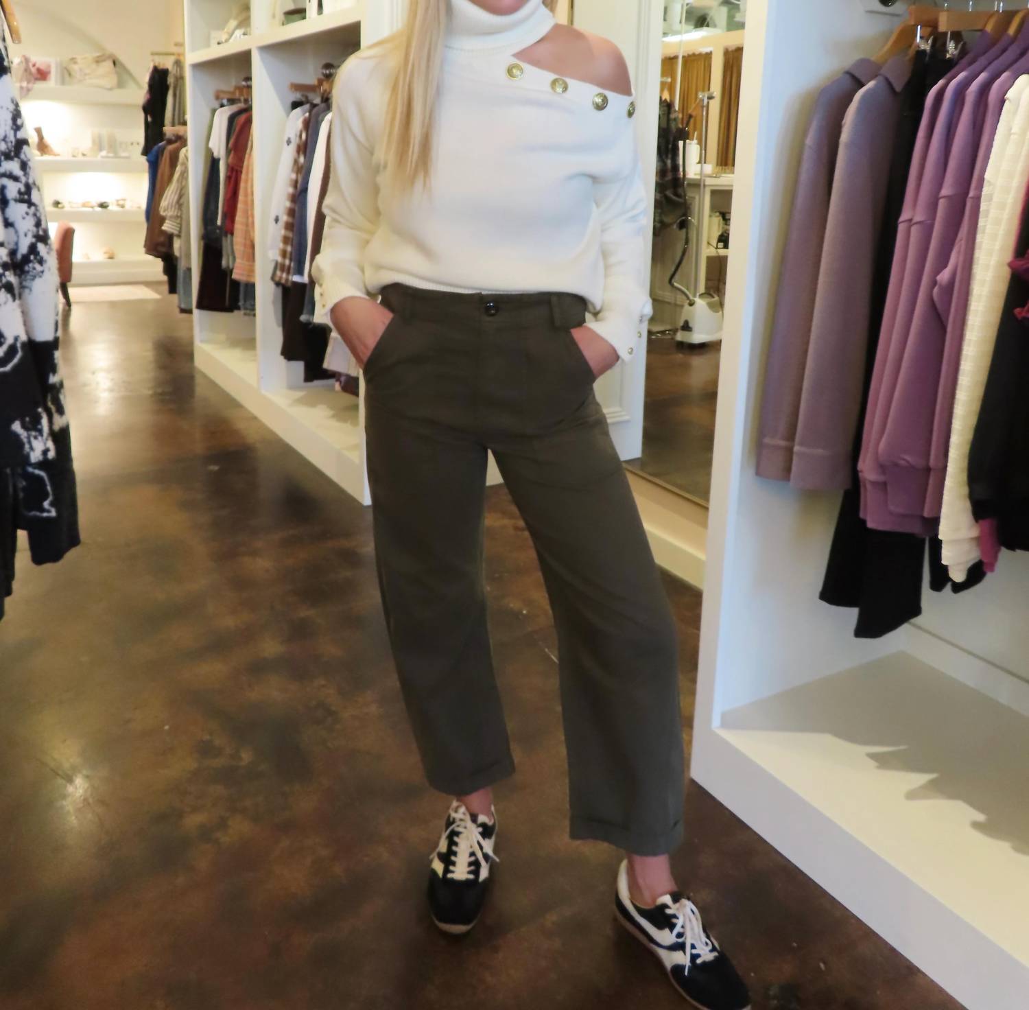 Elan - Cold Shoulder Turtleneck Sweater