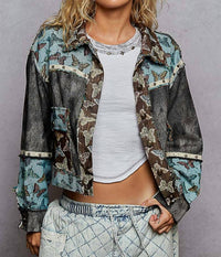 Pol - Boho Butterfly Distressed Denim Jacket