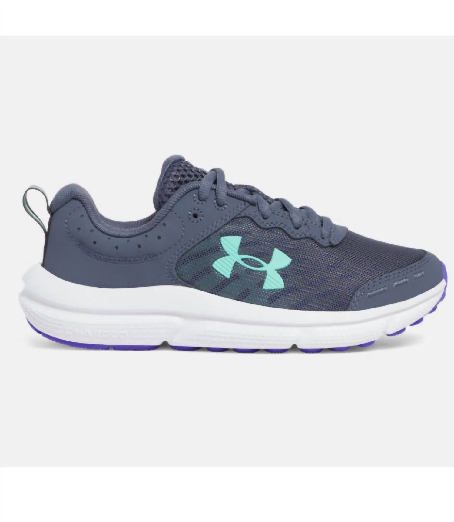 UNDER ARMOUR Girl's Assert 10 Running Shoes in mod gray white black - kids' sneaker