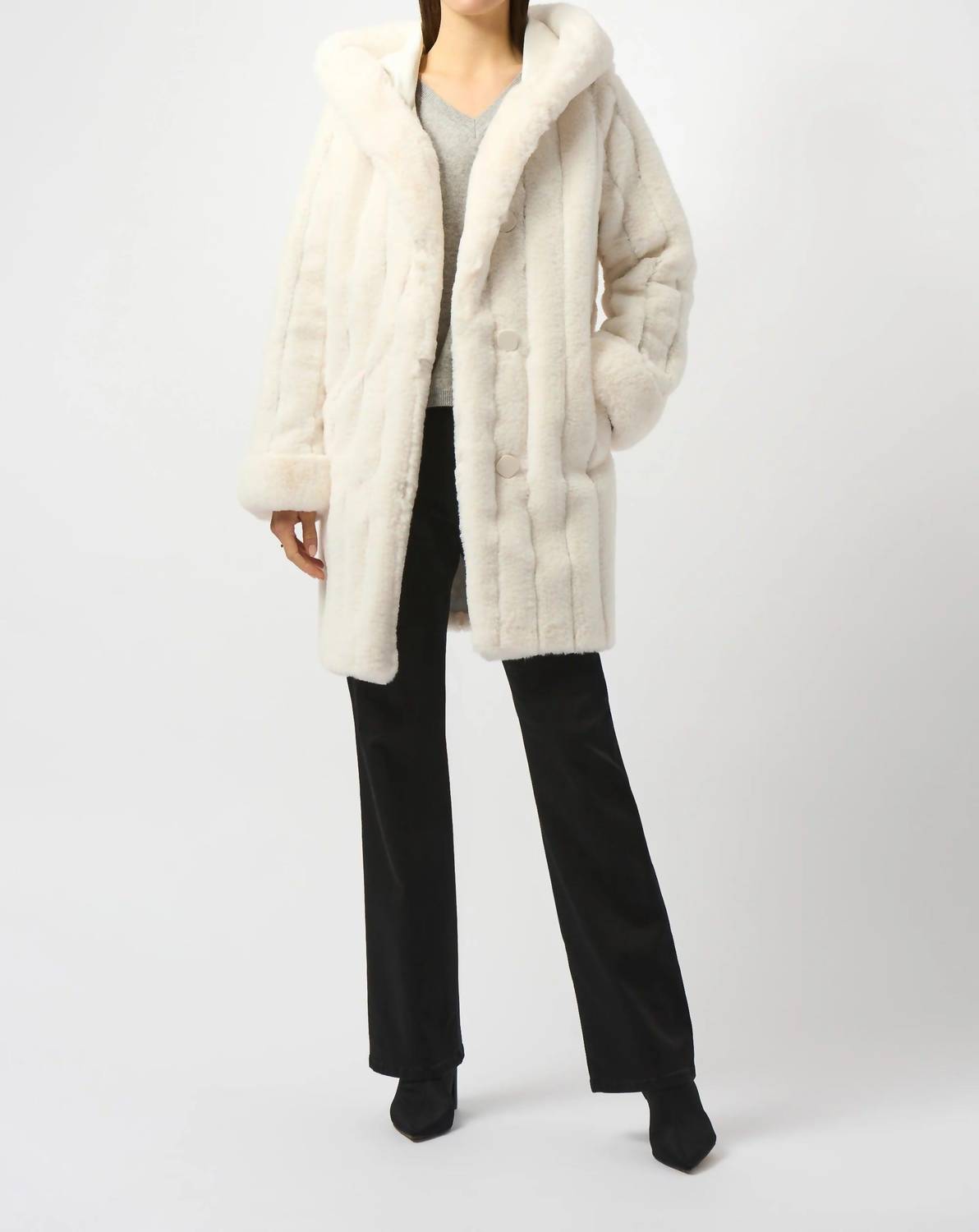 Joseph Ribkoff - Hooded Reversible Faux Fur Coat