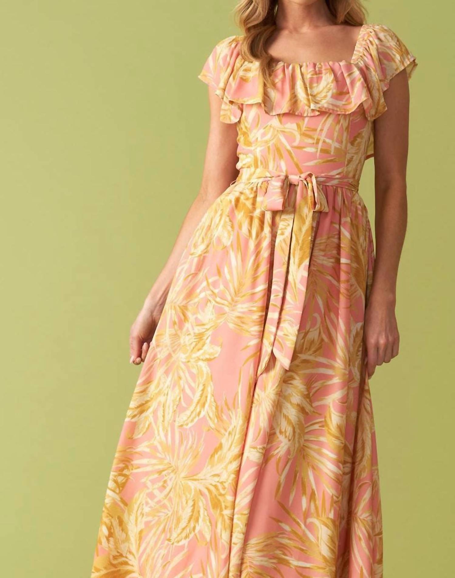 Flying Tomato - Printed Woven Midi Dress