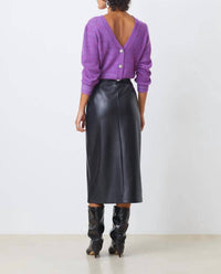 Suncoo - Frida Faux Leather Midi Skirt