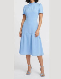 Maggy London - Ruffle Mock Neck Midi Dress