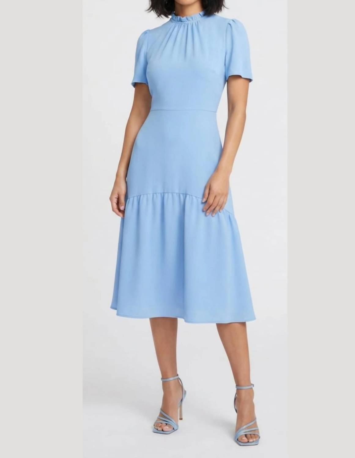 Maggy London - Ruffle Mock Neck Midi Dress